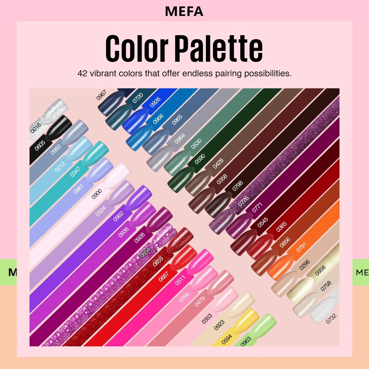 MEFA 46 Pcs Gel Nail Polish Kit, 42 Colors All Seasons Gel Polish Set Colorful Starter Kit with Base Coat & Glitter/Glossy/Matte Top Coat Gel Nail Art Manicure DIY Salon Gifts for Girls