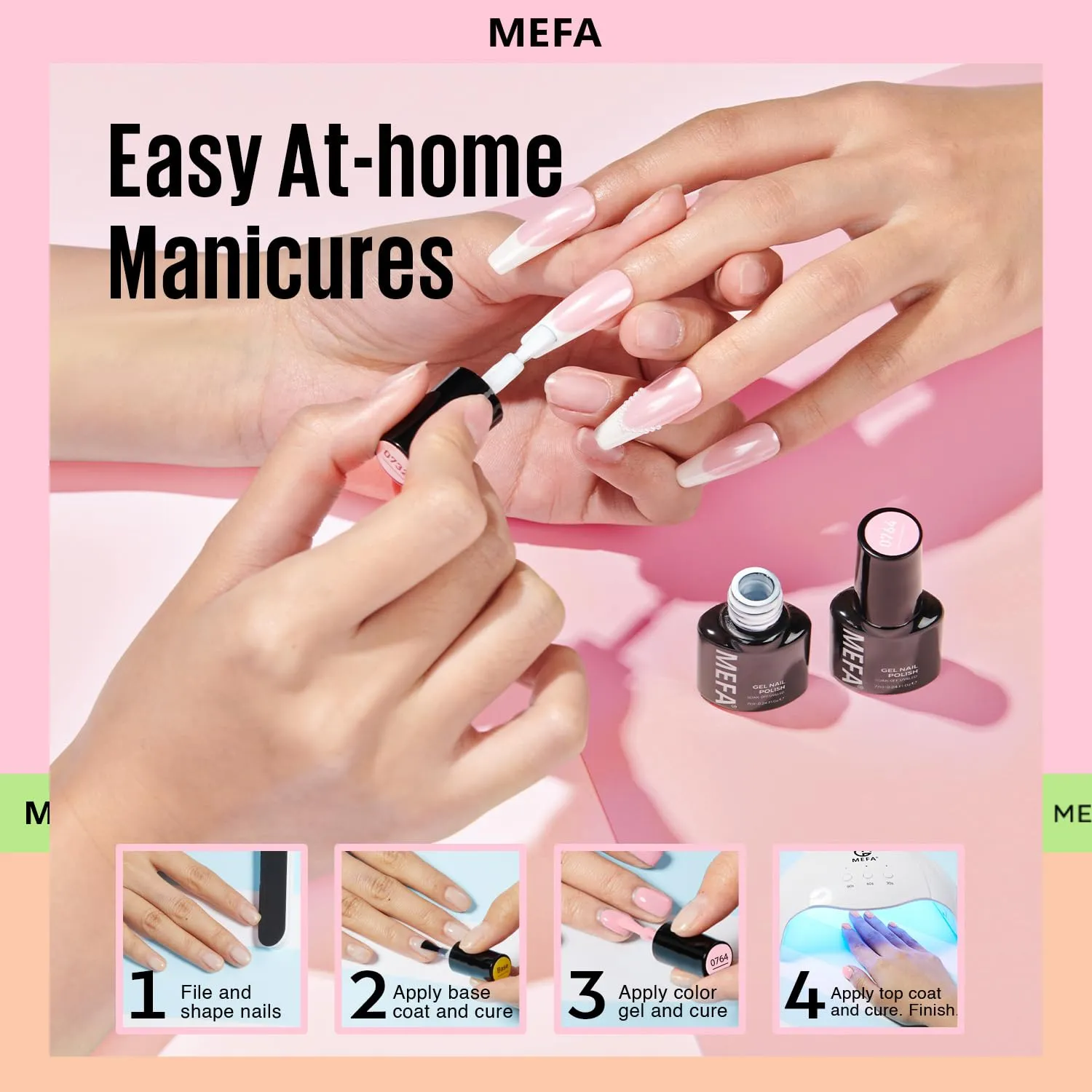 MEFA 46 Pcs Gel Nail Polish Kit, 42 Colors All Seasons Gel Polish Set Colorful Starter Kit with Base Coat & Glitter/Glossy/Matte Top Coat Gel Nail Art Manicure DIY Salon Gifts for Girls