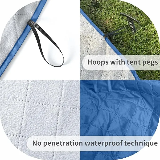 Mellowdy Easy-Carry Outdoor Blanket - Waterproof, Windproof, Warm, Utility Blanket for Camping, Picnic, Stadium, Beach, Gameday, Travel, Foldable with Carrying Bag (Classic Blue,55x80 inch)