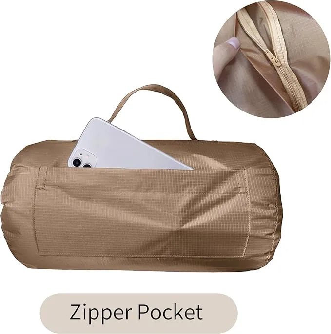 Mellowdy Easy-Carry Outdoor Blanket - Waterproof, Windproof, Warm, Utility Blanket for Camping, Picnic, Stadium, Beach, Gameday, Travel, Foldable with Carrying Bag (Tan,55x80 inch)