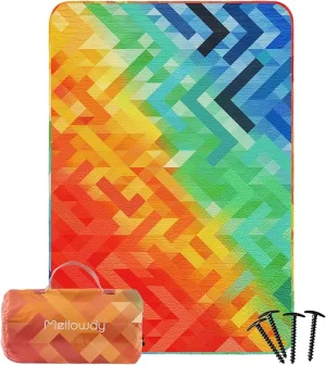 Mellowdy Pride Rainbow Blanket Waterproof, Wind-Resistant, Outdoor Blanket for Parade, Camping, Picnic, Stadium, Beach, Gameday, Travel, Foldable with Carrying Bag (Rainbow Seven,55x80)