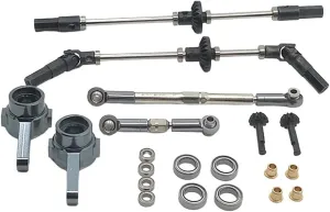 Metal Upgrade Parts Kit for WPL B14 B16 B24 C14 C24 1:16 6WD RC Car, CNC Technology Front Rear Bridge Axle Upgrades, Adjustable Pull Rods, Metal Bearings, Pinion Gears Set