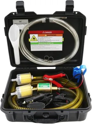 MILADO 12V Fuel Transfer Pump Set, Gasoline Transfer Pump Kit, Electric Fuel Pump with Case, 30 Gallons of Gas or Diesel Per Hour Inline Fuel Pump, Great for Vehicles, Boats, Carburetor, Lawn Mower