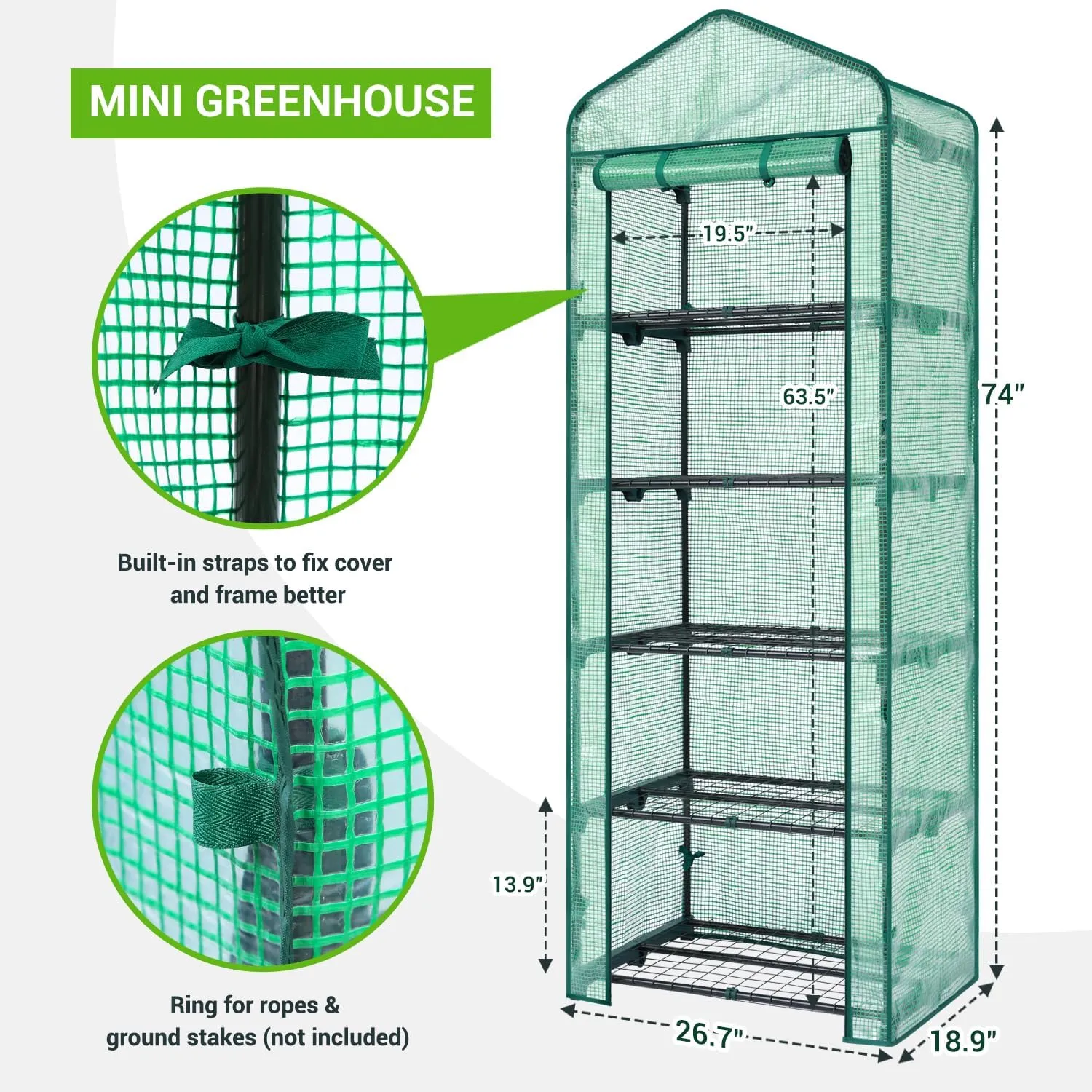 Mini Greenhouse for Indoor Outdoor: Ohuhu Small Plastic Plant Green House 5-Tier Rack Stand Portable Greenhouses with Durable PE Cover for Seedling, Ideal Gardening Gifts for Women Men