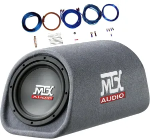 MTX RT8PT 8" 240 Watt Amplified Loaded Subwoofer Tube Audio Set w 8 Ga. Amp Wiring Kit