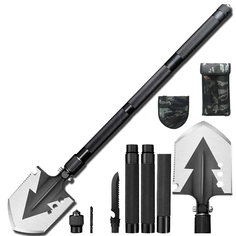 Multi-Functional Foldable Camping Shovel - Portable, Truck Mounted Engineer Shovel with Storage Bag for Outdoor Survival and Self-Defense