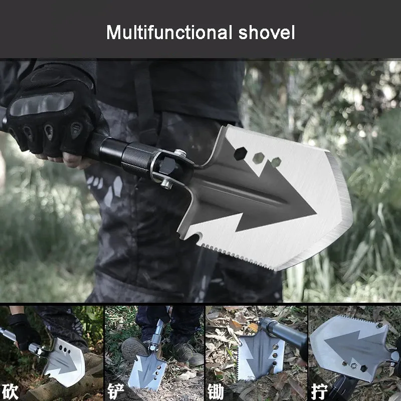 Multi-Functional Foldable Camping Shovel - Portable, Truck Mounted Engineer Shovel with Storage Bag for Outdoor Survival and Self-Defense
