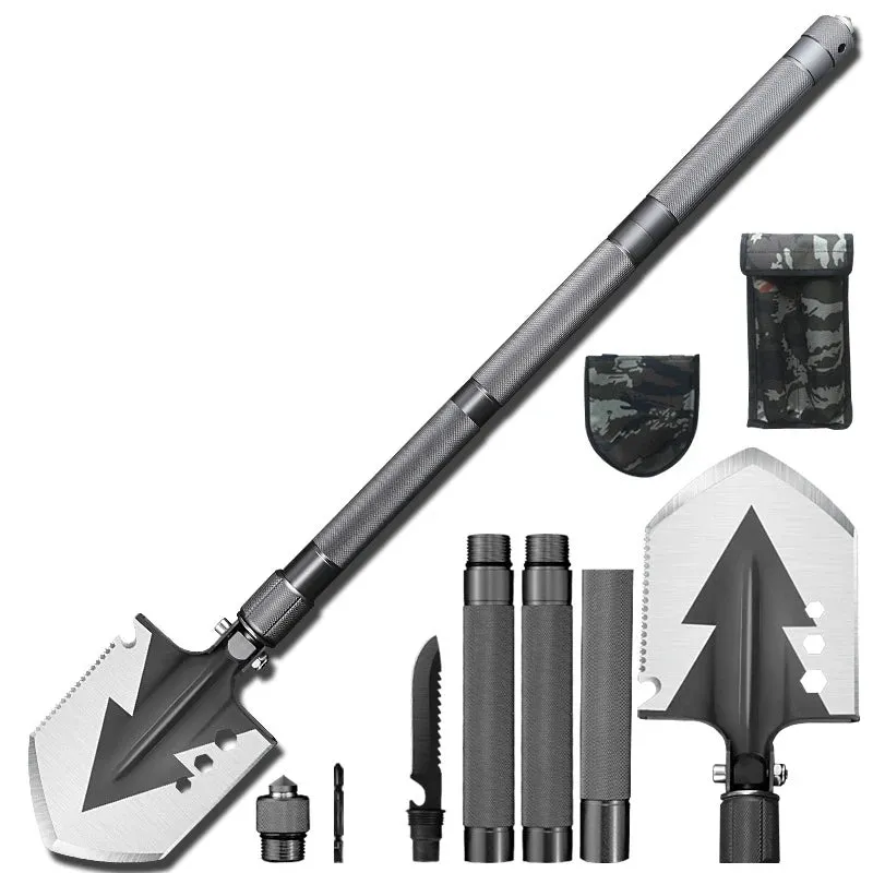 Multi-Functional Foldable Camping Shovel - Portable, Truck Mounted Engineer Shovel with Storage Bag for Outdoor Survival and Self-Defense