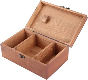Multifunction Vintage Sewing Box, Pine Wood Pin Head Thread Storage, DIY Sewing Knitting Tool with Retro Iron Pattern (Tower Empty Box)
