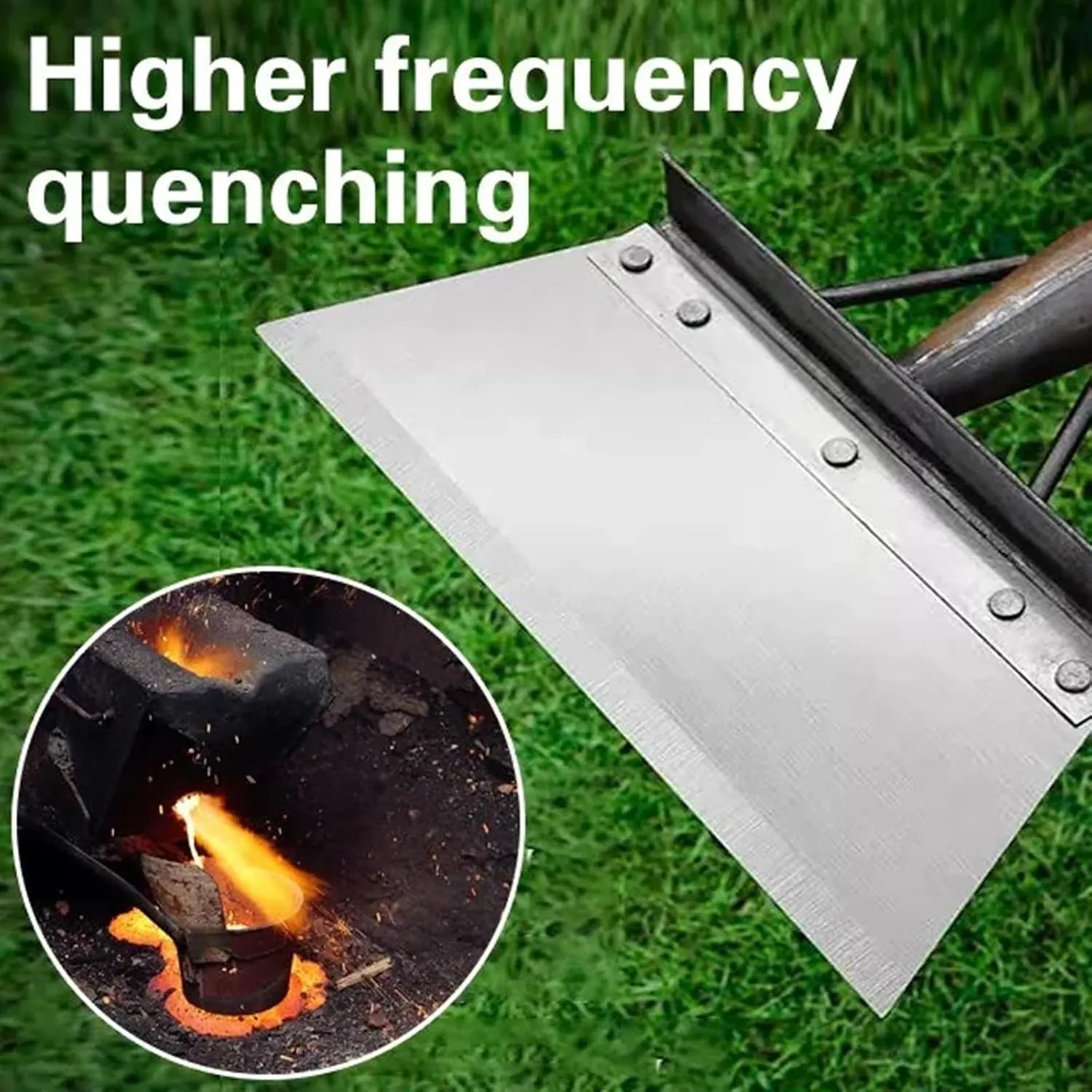 Multifunctional Cleaning Shovel, Square Garden Spade Shovel - Manganese Steel Flat Shovel Not Include Pole, 8-12" Heavy Duty Garden Tool for Digging, Lawn Edging, and Weed Removal - Silver (20CM)