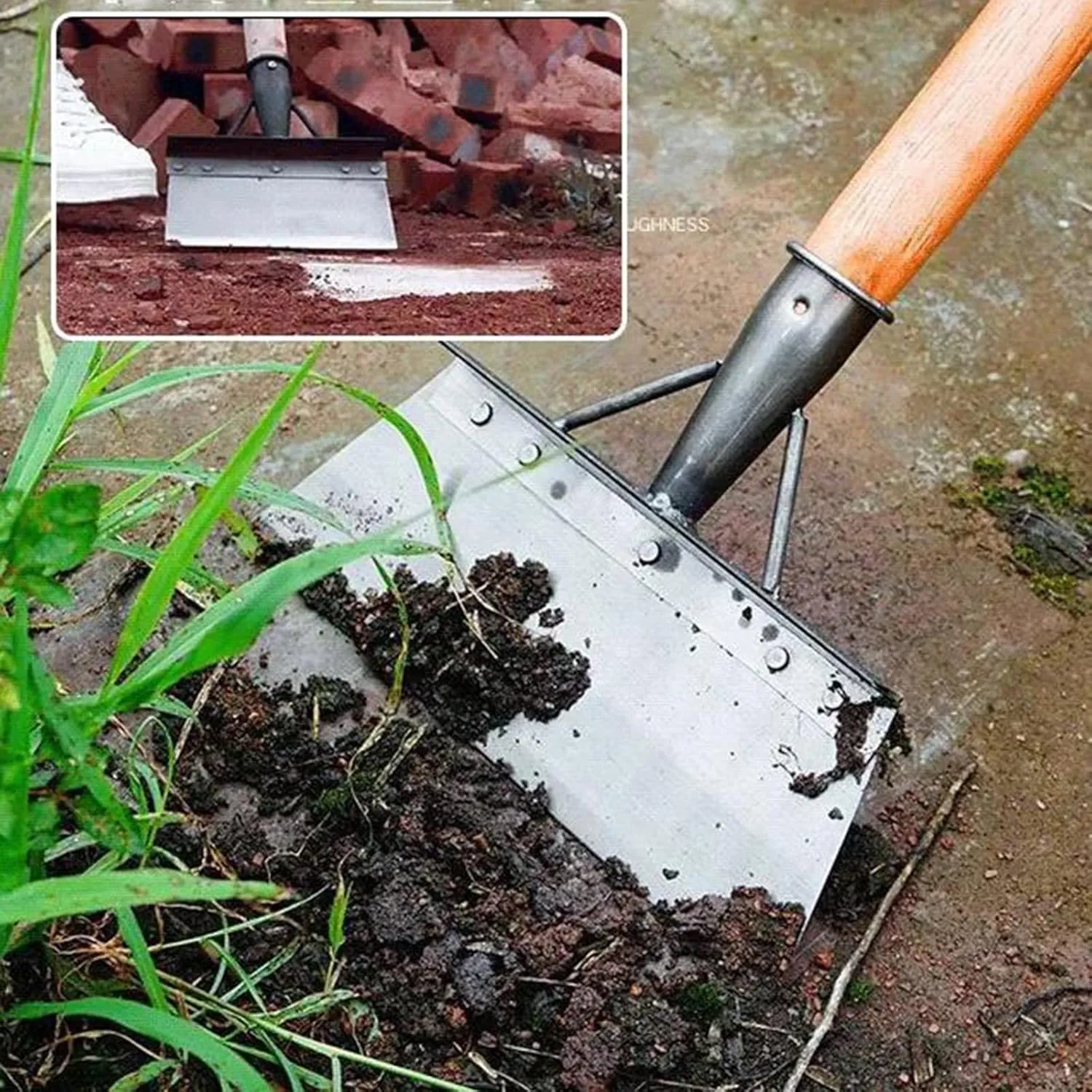 Multifunctional Cleaning Shovel, Square Garden Spade Shovel - Manganese Steel Flat Shovel Not Include Pole, 8-12" Heavy Duty Garden Tool for Digging, Lawn Edging, and Weed Removal - Silver (20CM)