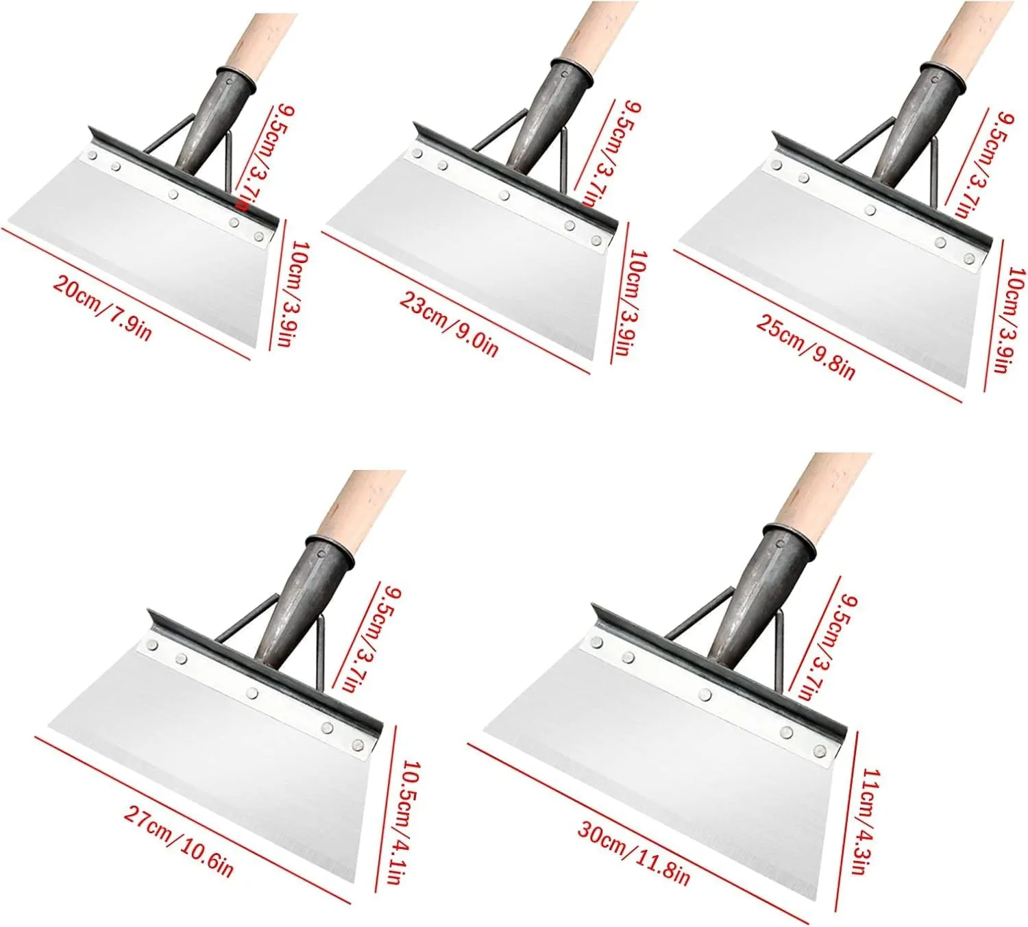 Multifunctional Cleaning Shovel, Square Garden Spade Shovel - Manganese Steel Flat Shovel Not Include Pole, 8-12" Heavy Duty Garden Tool for Digging, Lawn Edging, and Weed Removal - Silver (20CM)