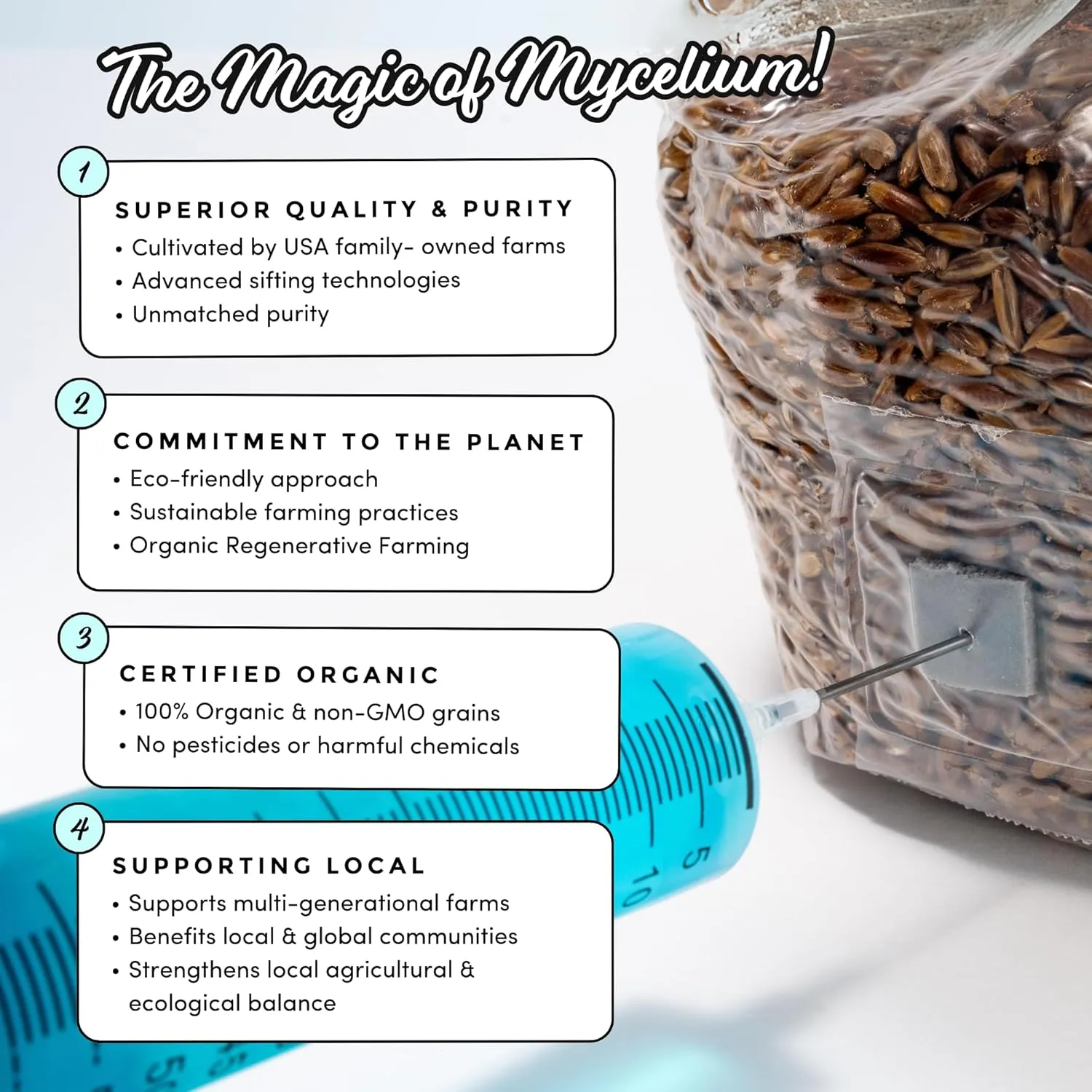 Mycelium Mushroom Growing Kit, King Trumpet Gourmet I Alder & Soy Hull Substrate I High Yield Proprietary Mix I Sterile Grow Bag with 20ml Liquid Culture Syringe for Starter & Pro Home Growers, 8lbs