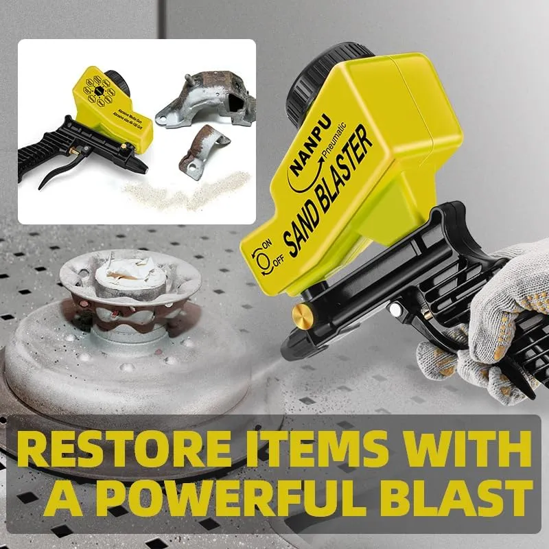 NANPU Air Sand Blaster Gun with Gravity Feed - Ceramic Nozzle, Metal Body | for Paint, Rust Removal, and Glass Etching | Versatile for Aluminum, Sand, Walnut Shells, and Soda Blasting Applications