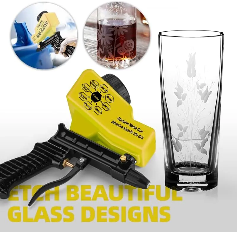 NANPU Air Sand Blaster Gun with Gravity Feed - Ceramic Nozzle, Metal Body | for Paint, Rust Removal, and Glass Etching | Versatile for Aluminum, Sand, Walnut Shells, and Soda Blasting Applications