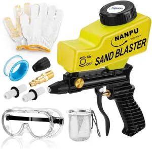 NANPU Air Sand Blaster Gun with Gravity Feed - Ceramic Nozzle, Metal Body | for Paint, Rust Removal, and Glass Etching | Versatile for Aluminum, Sand, Walnut Shells, and Soda Blasting Applications