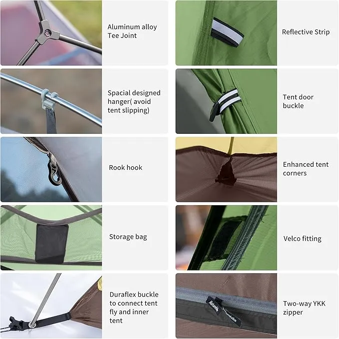Naturehike Cloud-Up 1 Person Tent Lightweight Backpacking Tent for One Man, Waterproof Ultralight Single Person Tent, Double Layer One Person Tent for Camping Hiking Backpacking