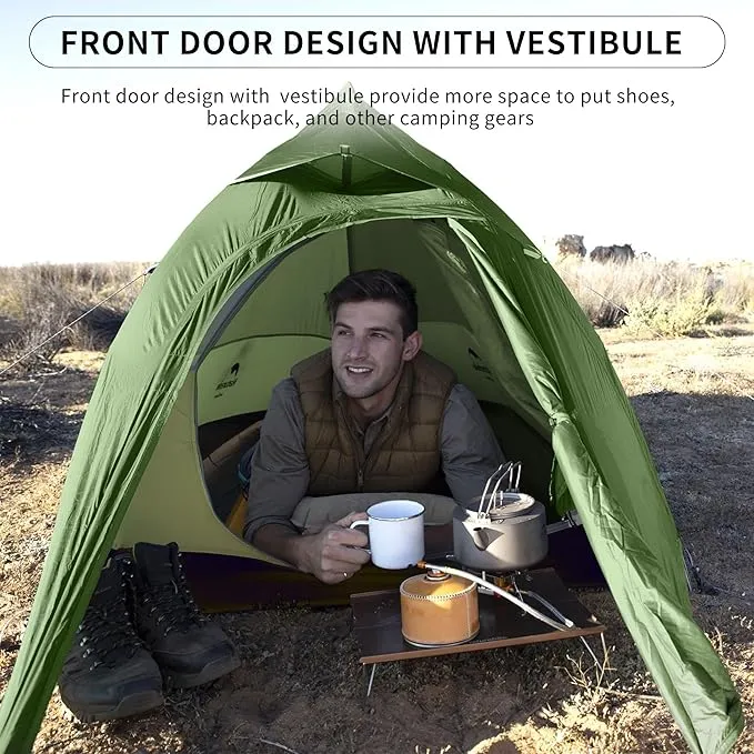 Naturehike Cloud-Up 1 Person Tent Lightweight Backpacking Tent for One Man, Waterproof Ultralight Single Person Tent, Double Layer One Person Tent for Camping Hiking Backpacking