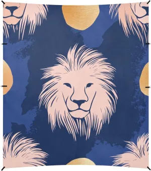 Navy Blue Lions Beach Canopy UPF50  Water-Resistant Large Sun Shelter Includes Sand Shovel, Sandbags, Stability Poles for Family Travel