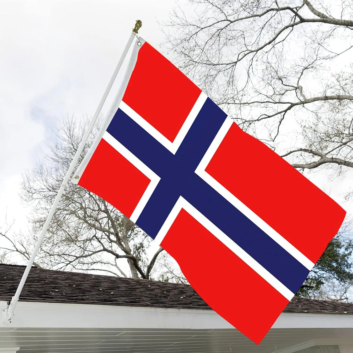 Norway Flag 3x5 Foot Double Sided Norwegian Flag for Outdoor Car Wall Heavy Duty 3 Ply 210D Polyester Norwegian National Flag Banner with Durable Canvas Header and 2 Brass Grommets