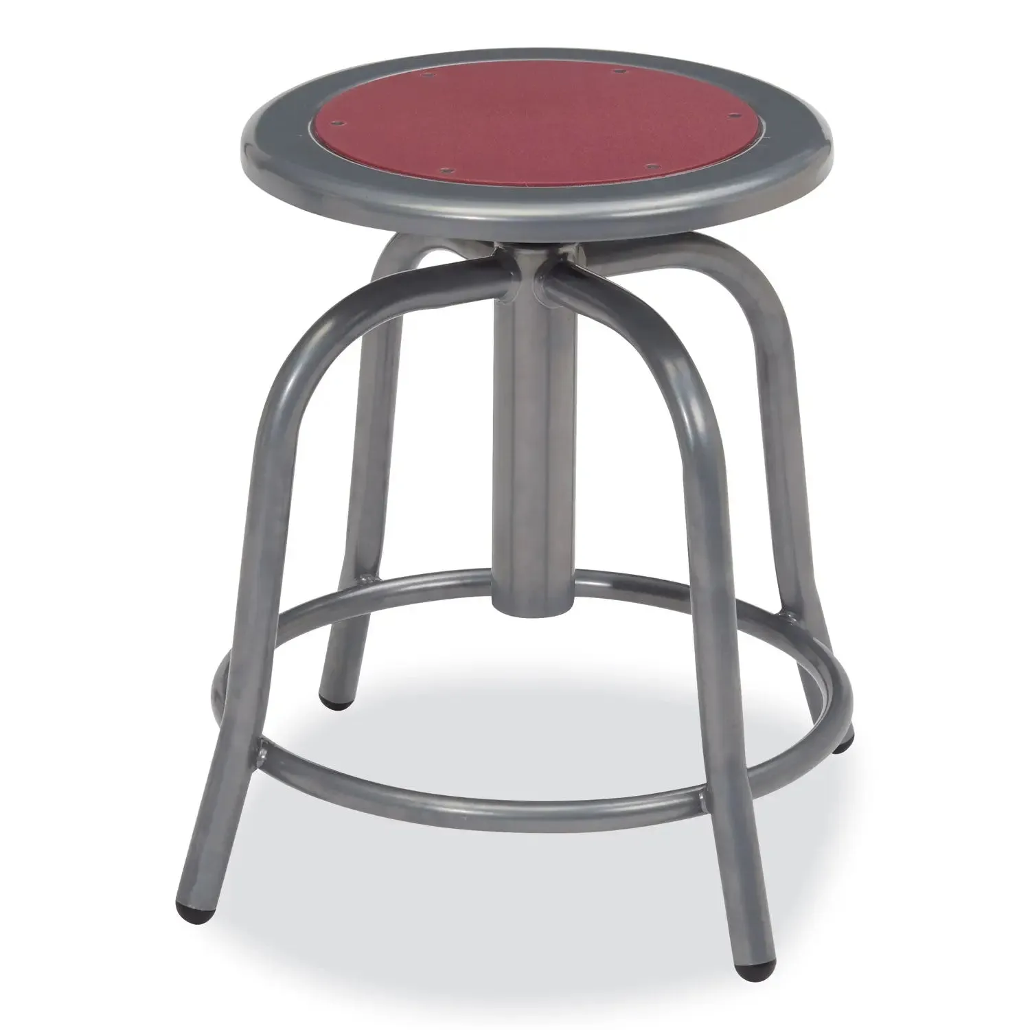 NPS® 6800 Series Height Adjustable Metal Seat Swivel Stool, Supports Up to 300 lb, 18" to 24" Seat Height, Burgundy Seat/Gray Base