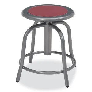 NPS® 6800 Series Height Adjustable Metal Seat Swivel Stool, Supports Up to 300 lb, 18" to 24" Seat Height, Burgundy Seat/Gray Base