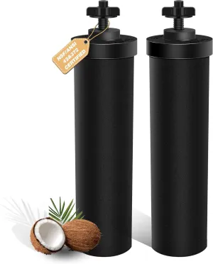 NSF/ANSI 42&372 Certified Water Filter Replacement Compatible with Berkey® BB9-2® Black Filters, Gravity Filter System, Purification Elements Compatible with Travel, Large, Royal, Crown Series, 2 Pack