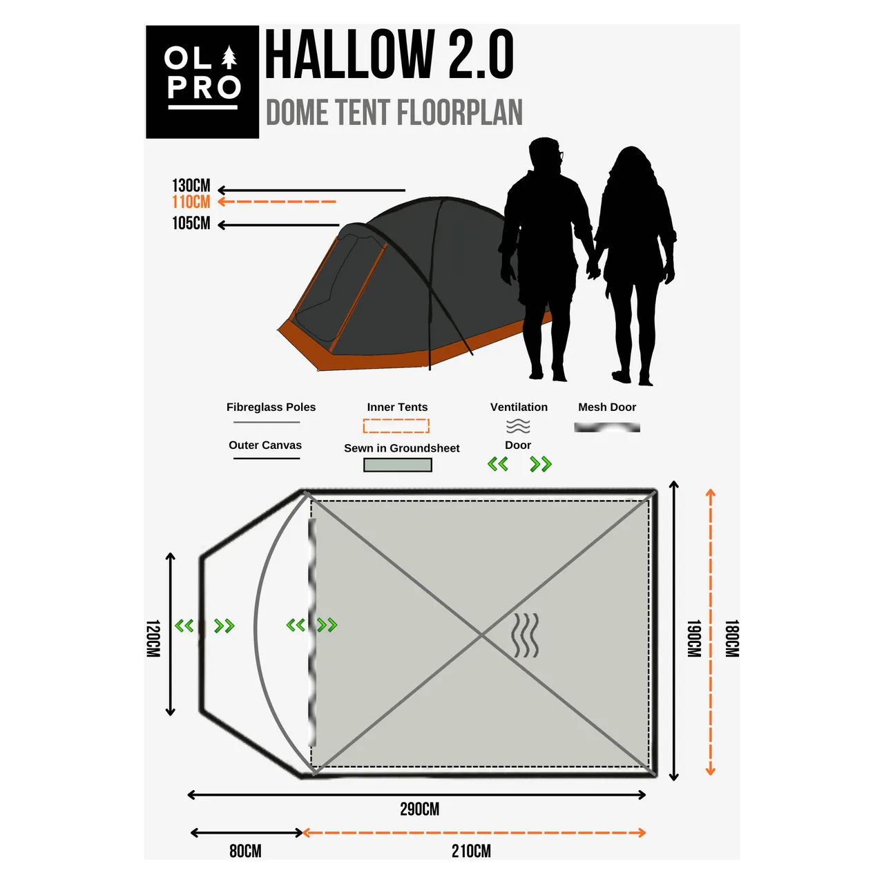 Olpro Hallow 2 Berth Poled Tent