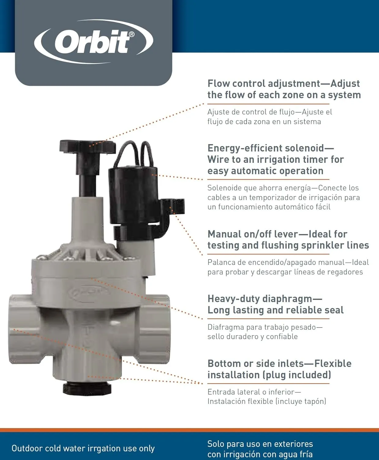 Orbit Sprinkler System 1-Inch FNPT Auto Inline/Angle Valve WFC 57020