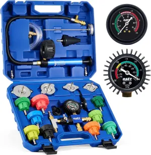 Orion Motor Tech Coolant Pressure Tester Kit, 22pc Coolant Vacuum Refill Kit with 14 Radiator Adapters, Radiator Cooling System Pressure Tester & Filler Kit with Vacuum Pump Vacuum Purge & Refill Tool