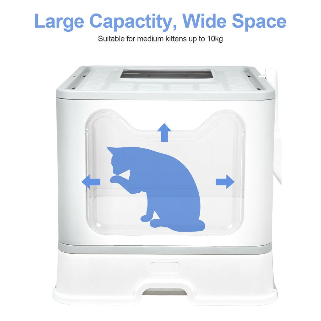 P&P Large Foldable Sturdy Fully Enclosed Hooded Cat Litter Box Kitty Toilet Tray Set