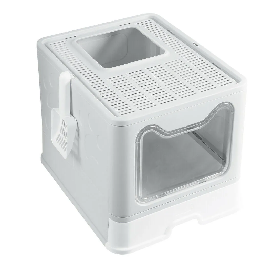 P&P Large Foldable Sturdy Fully Enclosed Hooded Cat Litter Box Kitty Toilet Tray Set