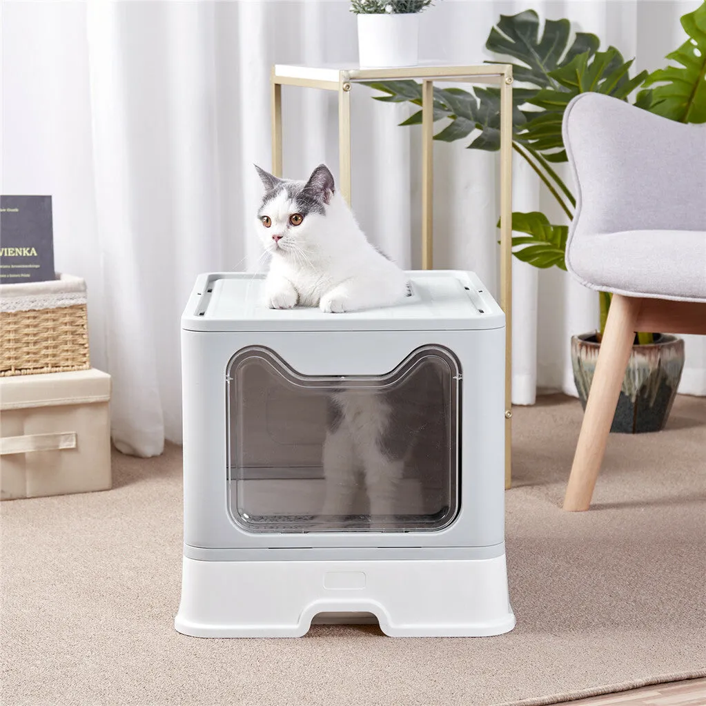 P&P Large Foldable Sturdy Fully Enclosed Hooded Cat Litter Box Kitty Toilet Tray Set