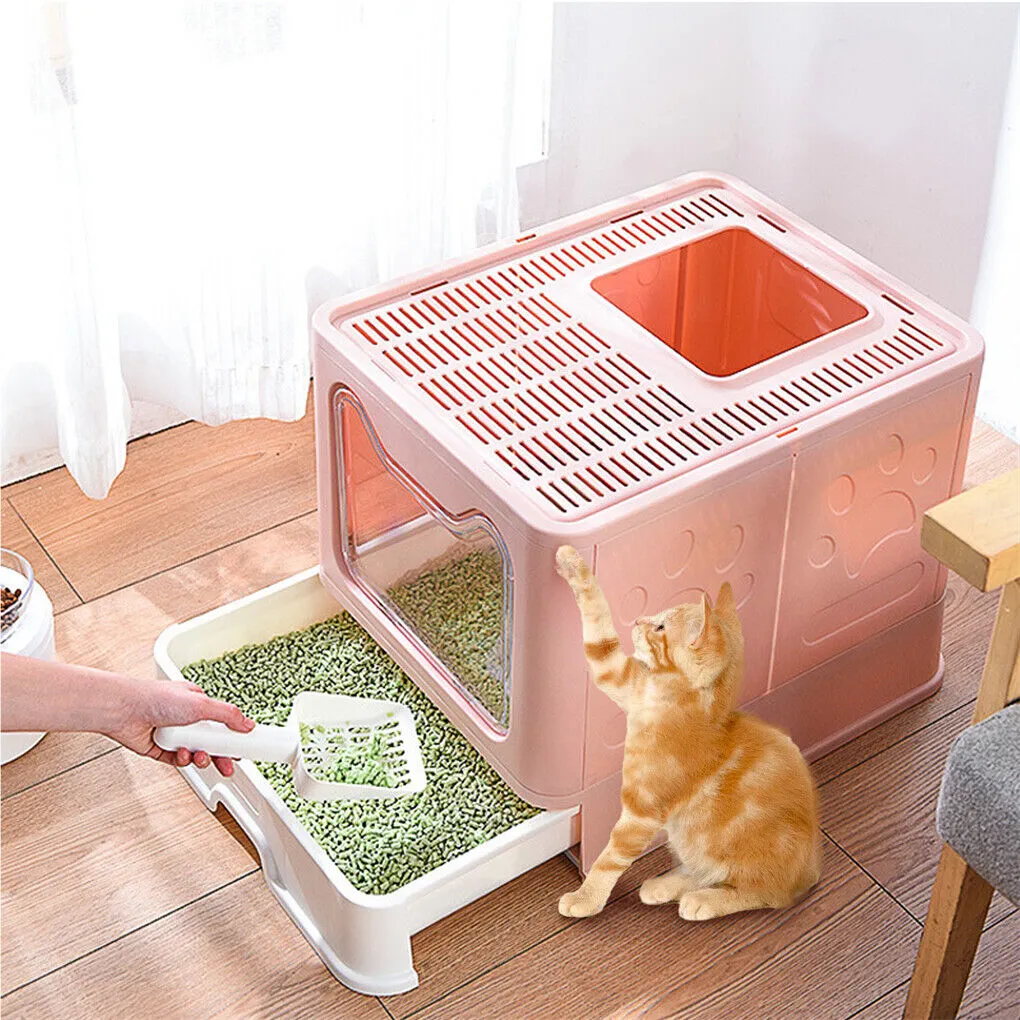 P&P XXL Large Cat Litter Box Self-Cleaning No Smell Pet Toilet Box with Tray & Scoop