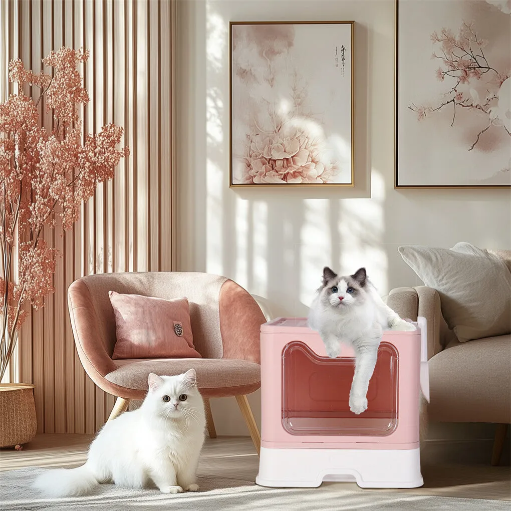 P&P XXL Large Cat Litter Box Self-Cleaning No Smell Pet Toilet Box with Tray & Scoop