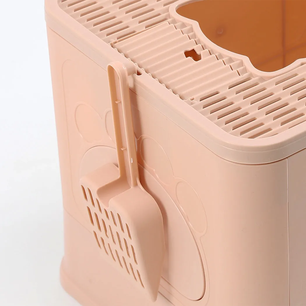 PaWz Foldable Cat Litter Box Tray Enclosed Pink