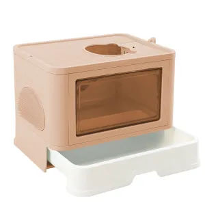 PaWz Foldable Cat Litter Box Tray Enclosed Pink