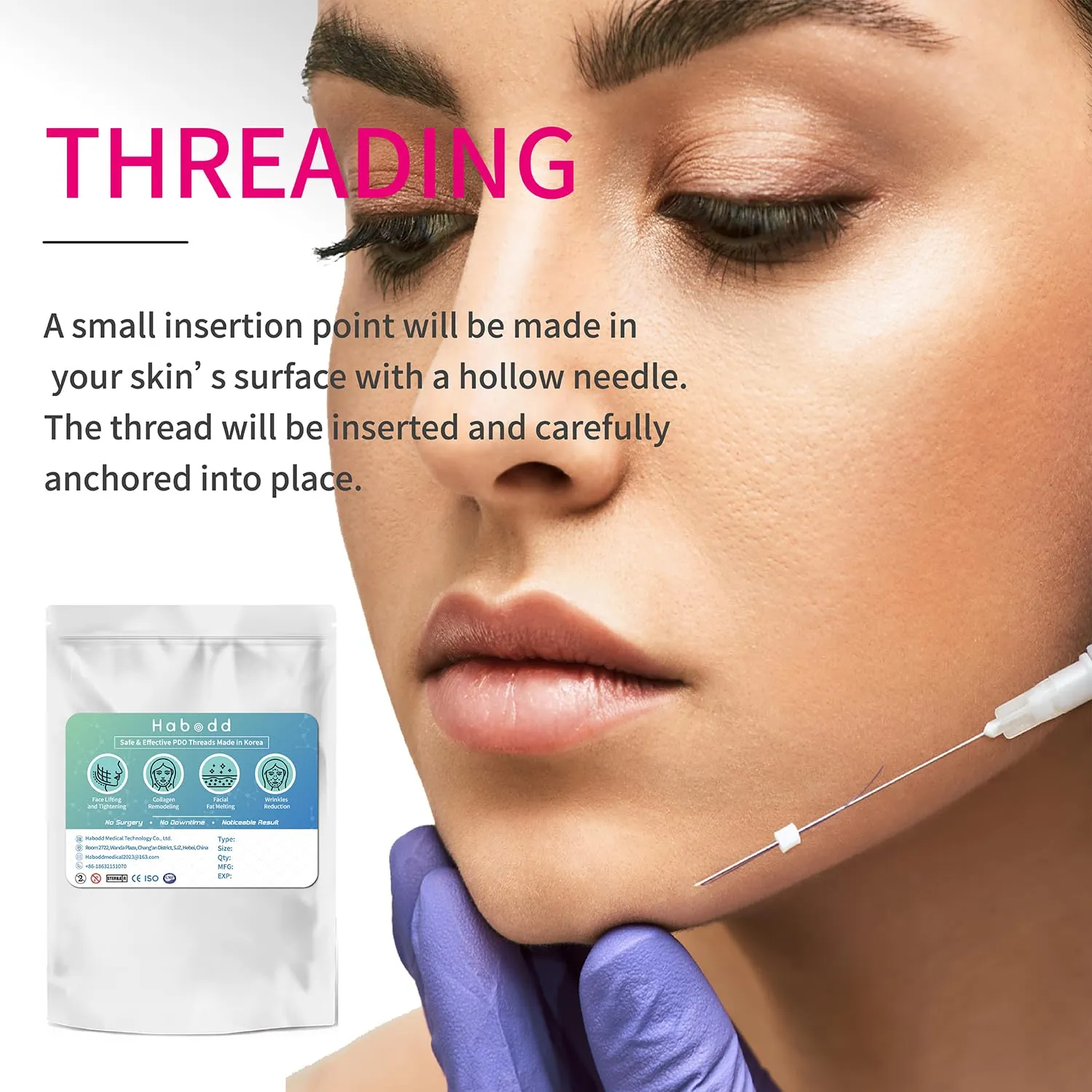 Pdo Threads Lift 27G50mm, Pdo Threads for Face Lift, Pdo Mono Threads for Whole Body Lifting Collagen Threads for Wrinkles 20PCS Thread Face Lift