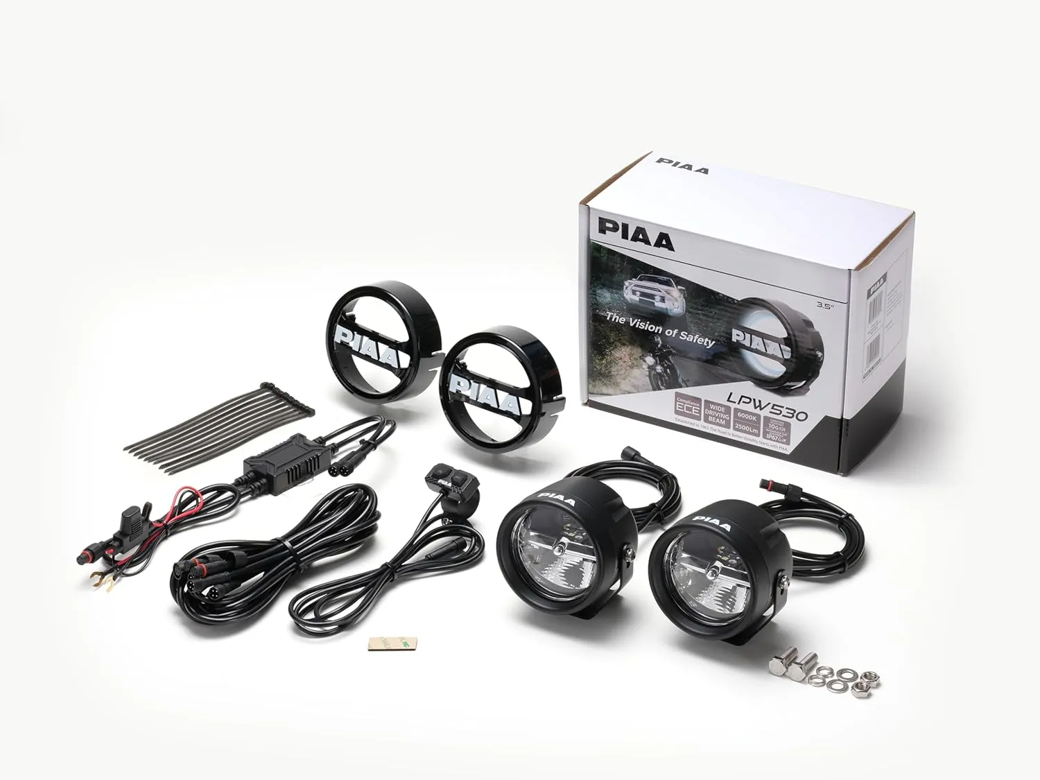 PIAA DKW539E Auxiliary Lamps, LPW Series Driving Light 3.5 inch, White, Pack of 2 Kit