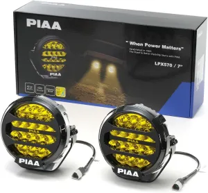 PIAA DKX576 Auxiliary Lamps, LPX Series Auxiliary Light 7 inch, Yellow, Pack of 2 Kit