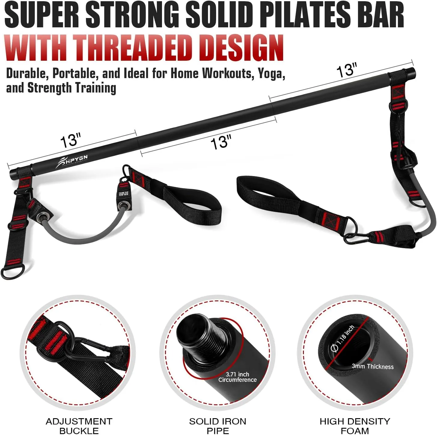 Pilates Bar Kit with Resistance Bands, Heavy Duty Multifunctional Pilates Workout Equipment for Strength Training, HIPS, Back, Arms, Abs, Shoulders, Portable Home Gym & Travel Fitness Gear for Men