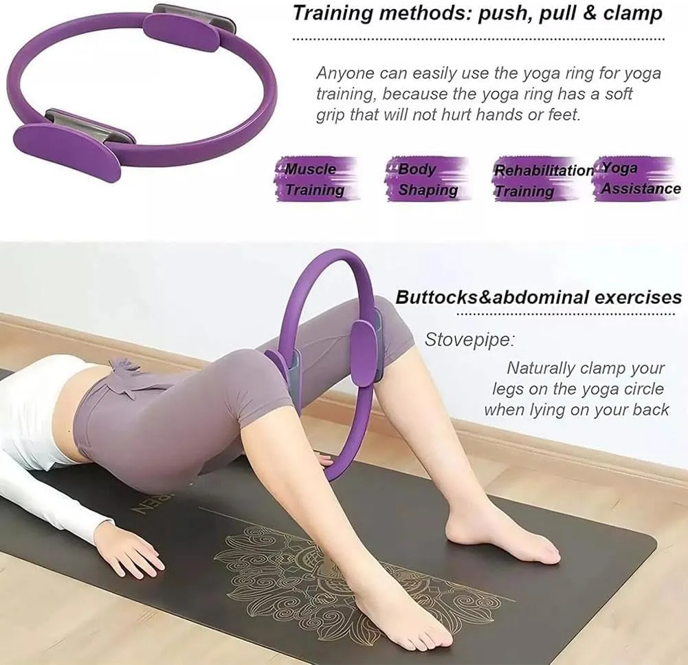Pilates Essentials Kit for Women, 2025 New Betters-M- Pilates Rings Booty Bands Set, Yoga Ball 25cm Figure 8 Resistance Band Yoga Bands Portable Fitness Equipment for Stretching (Gray 1set)