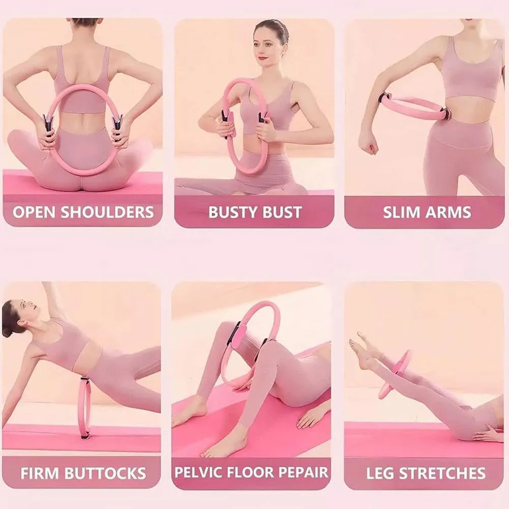 Pilates Essentials Kit for Women, 2025 New Betters-M- Pilates Rings Booty Bands Set, Yoga Ball 25cm Figure 8 Resistance Band Yoga Bands Portable Fitness Equipment for Stretching (Gray 1set)