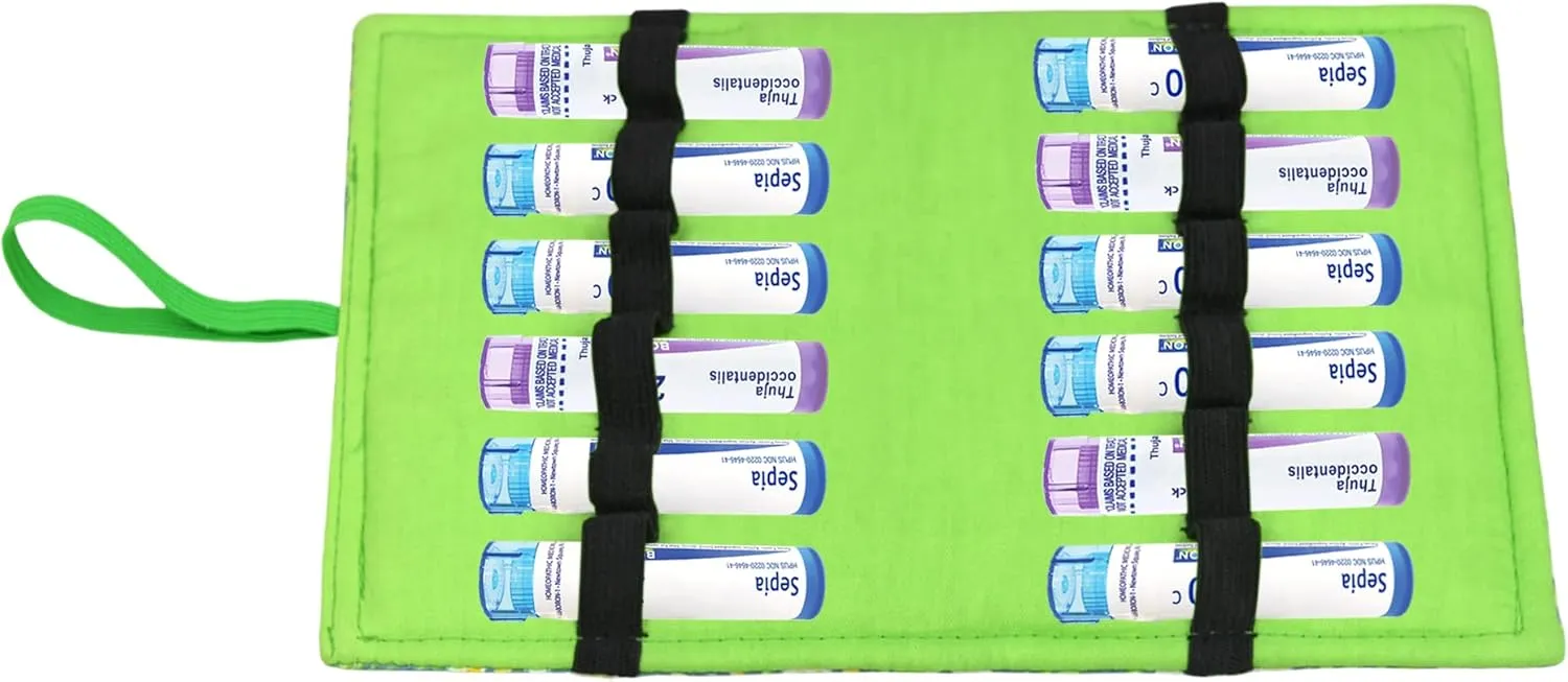 pinklilycare 2 Pack Homeopathy Storage Case Homeopathy Remedy Storage Pouch Organizer for 12 Tubes Travel Pharmacy Kit