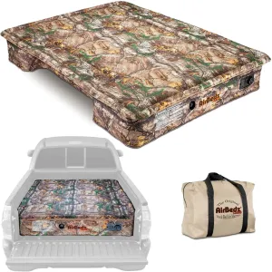 Pittman Outdoors AirBedz Mid-Size, Short Bed Truck Bed Air Mattress - 6-6.5' Long, Built-in Rechargeable Battery Air Pump, Realtree Camo, Carry Bag, Patch Kit, 73"x 55"x 12".