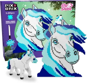 Pix Brix Pixel Art Puzzle Bricks - Star Stable’s Starshine, 3,405 Pieces - Interlocking Building Bricks, Pixelate Your Favorite Horse in 2D or 3D Version - Stem Toys, Ages 6 Plus