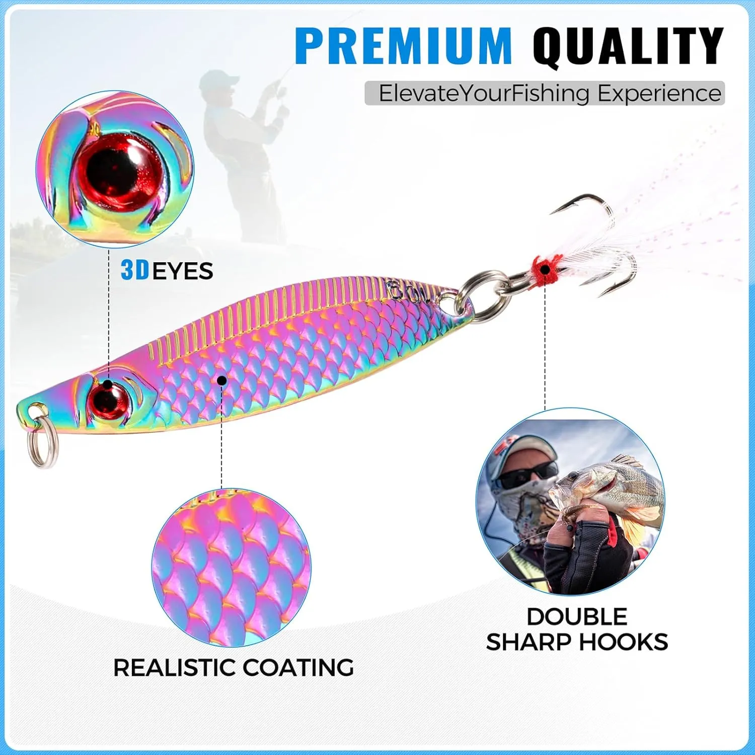 PLUSINNO Fishing Lures Spinner baits for Bass - 16/32 pcs Spinner Lures Kit with Portable Carry Bag, Hard Metal Spinner Baits for Trout
