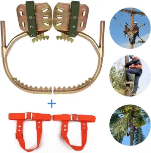 Pole Climbing Spikes, Stainless Steel Tree Climbing Gear, Professional Anti-Skid Tool, Rust-Proof and Wear-Resistant, Tree Climbing Tool for Hunting Observation, Picking Fruit,450model