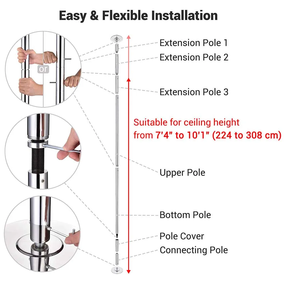 Pole Valentine's Day discount Dance Yescom Removable Spinning Vibrant D45mm 10' Kit