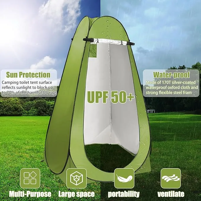 Portable Toilet Kit for Adults, Foldable Portable Camping Toilet with Pop up Privacy Tent, 300LBS Washable Instant Portable Toilet Set, Outdoor Camping Shower Tents Changing Room